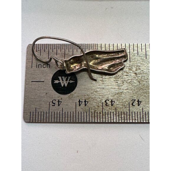 Vintage Estate Sterling Silver 925 Cat Dangle Earrings, 3.2g, XRF Tested - Picture 7 of 8